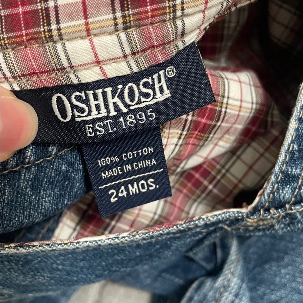 Vintage Oshkosh denim plaid lined 24 months